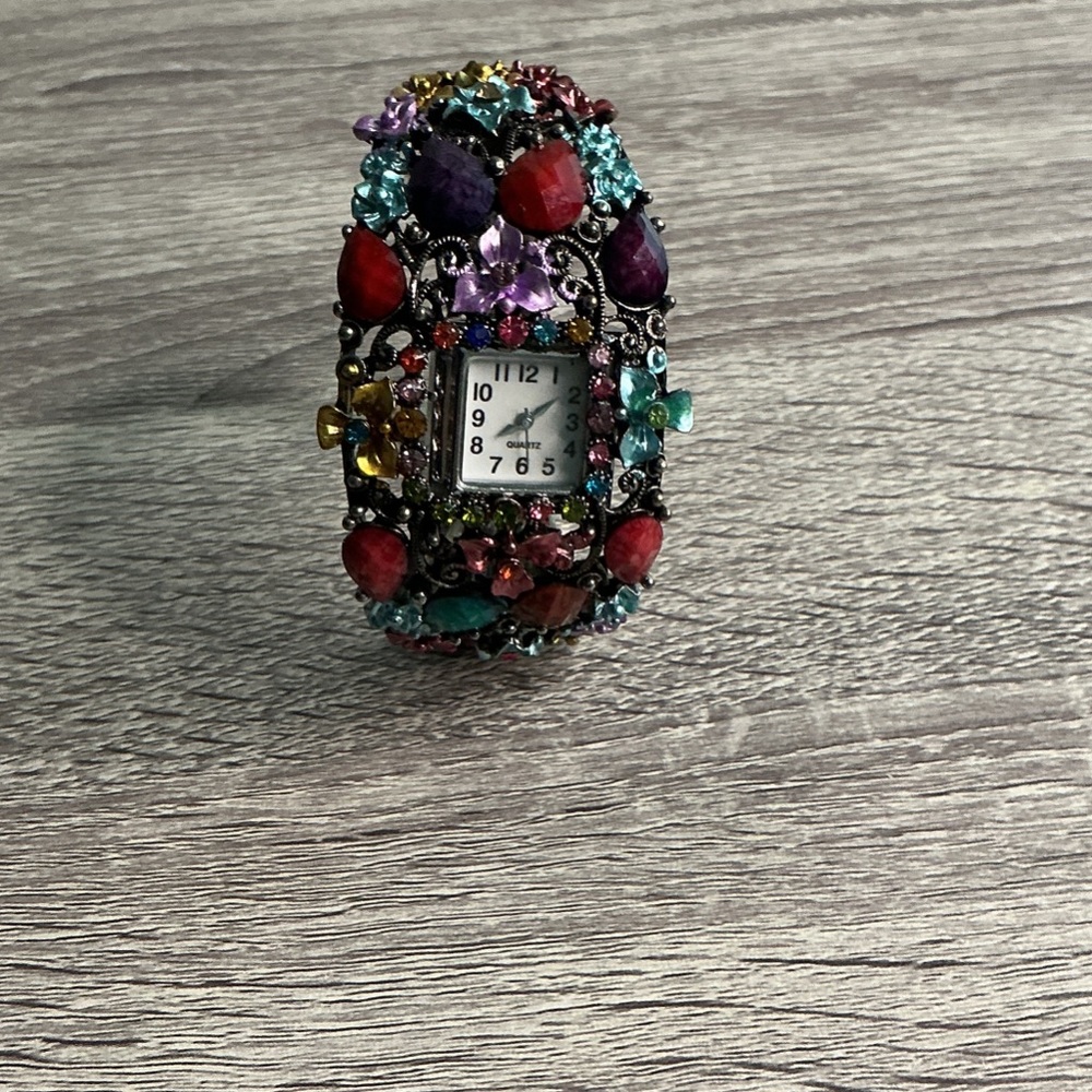 Colorful Jeweled Statement Ring Watch